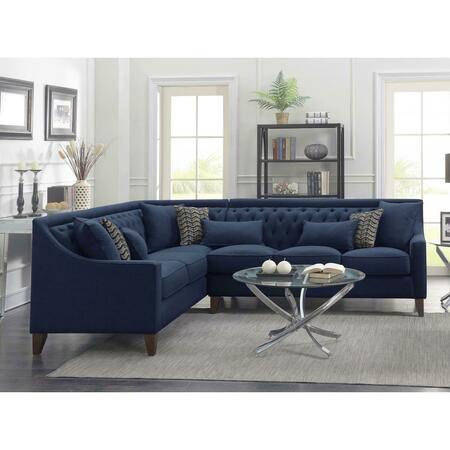 CHIC HOME Fulla Linen Tufted Back Rest Modern Contemporary Left Facing Sectional Sofa - Navy FSA2908-US